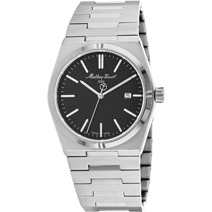 Mathey Tissot Men's Watch - Zoltan Quartz Black Dial Silver Tone Bracelet | H117AN ,