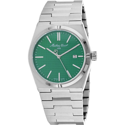 Mathey Tissot Men's Watch - Zoltan Quartz Green Dial Silver Tone Bracelet | H117AV ,