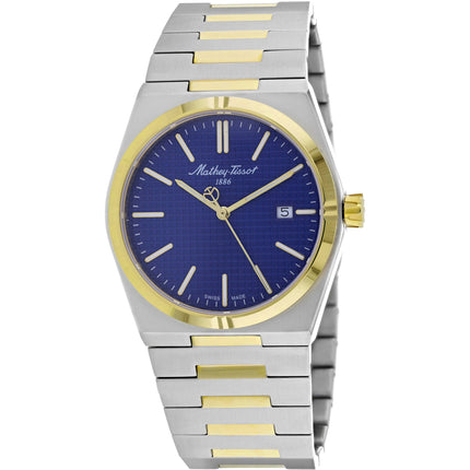 Mathey Tissot Men's Watch - Zoltan Quartz Blue Dial Two Tone Bracelet | H117BBU ,
