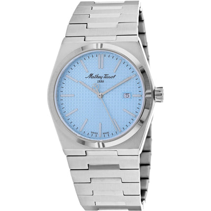 Mathey Tissot Men's Watch - Zoltan Quartz Blue Dial Silver Tone Bracelet | H117SK ,