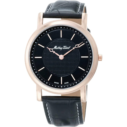 Mathey Tissot Men's Watch - City Quartz Rose Gold Case Black Dial Strap | H611252PN ,