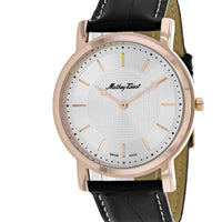 Mathey Tissot Men's Watch - City Rose Gold Case Silver Dial Black Strap | H611252PS ,