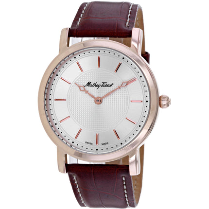 Mathey Tissot Women's Watch - City Quartz Silver Tone Dial Brown Strap | H611252PSS ,