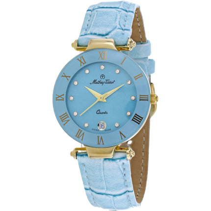 Mathey Tissot Women's Watch - Coupole Quartz Blue Dial Leather Strap | K231M ,