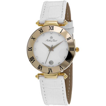 Mathey Tissot Women's Watch - Coupole Quartz White Dial Leather Strap | K257M ,
