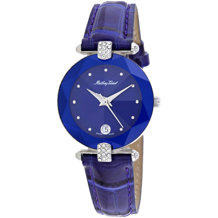 Mathey Tissot Women's Watch - Pyramide Quartz Blue Dial Leather Strap | P316M ,