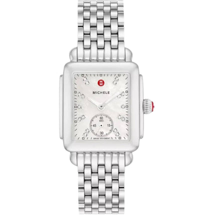 Michele Women's Watch - Deco Mid Diamond White MOP Dial Bracelet MWW06V000002 ,