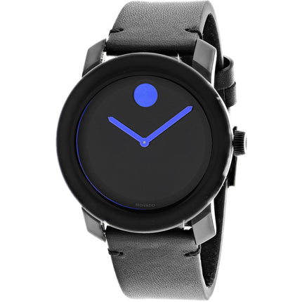 Movado Men's Watch - Bold Quartz Black Stainless Steel Case Leather Strap | 3600307 ,