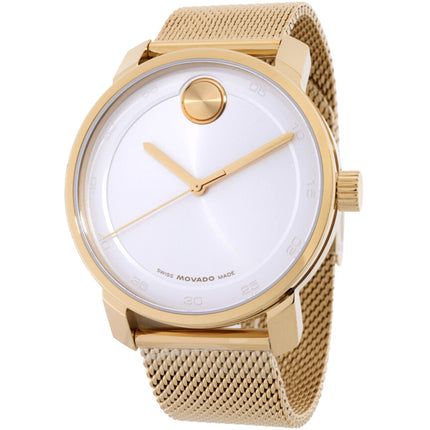 Movado Men's Watch - Bold Access Quartz White Dial Yellow Gold Mesh Bracelet | 3601077 ,