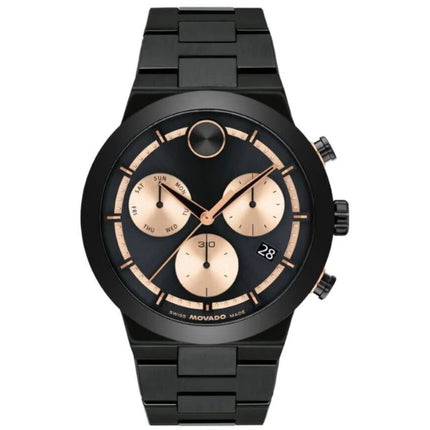 Movado Men's Analog Watch - Bold Fusion Quartz Black Dial Steel Bracelet | 3601282 ,