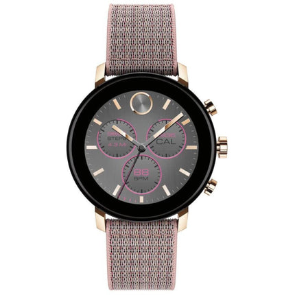 Movado Women's Watch - Connect Quartz Round Black Dial Pink Fabric Strap | 3660025 ,