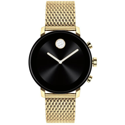 Movado Unisex Smartwatch - Connect Quartz Black Dial Yellow Gold Bracelet | 3660026 ,