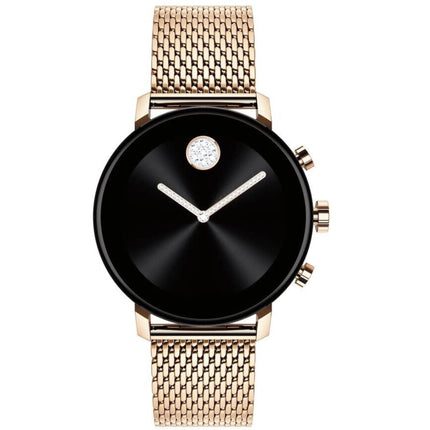 Movado Unisex Smartwatch Bold Quartz Black Dial Rose Gold Bracelet 3660027 ,