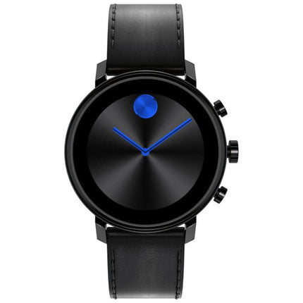 Movado Unisex Smartwatch - Connect Quartz Black Dial Leather Strap, 42mm | 3660029 ,