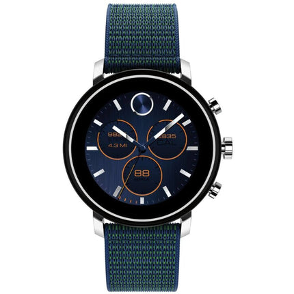 Movado Unisex Watch - Connect Quartz Round Black Dial Blue Fabric Strap | 3660030 ,