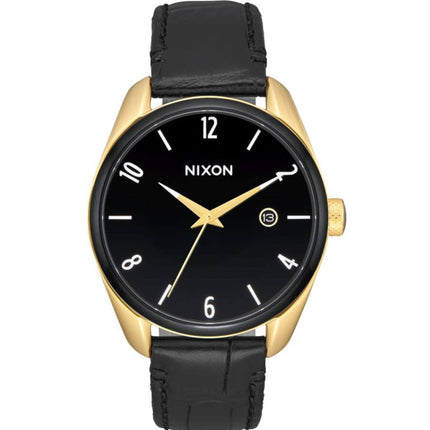 Nixon Women's Analog Watch - Bullet Quartz Black Dail Leather Strap Date | A473-2226 ,