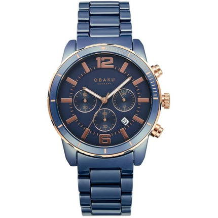 Obaku Men's Watch - Falk Quartz Chronograph Blue Dial Steel Bracelet | V278GCSLCL ,