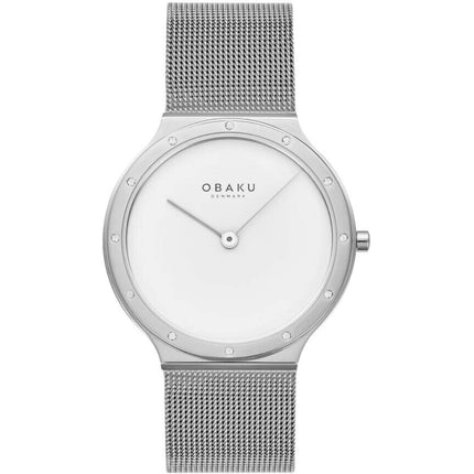 Obaku Women's Watch - Note Lille Quartz White Dial Silver Tone Bracelet | V285LECWMC ,