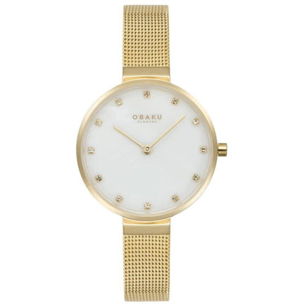 Obaku Women's Watch - Analog Quartz White Dial Yellow Gold Mesh Bracelet | V287LXGWMG ,