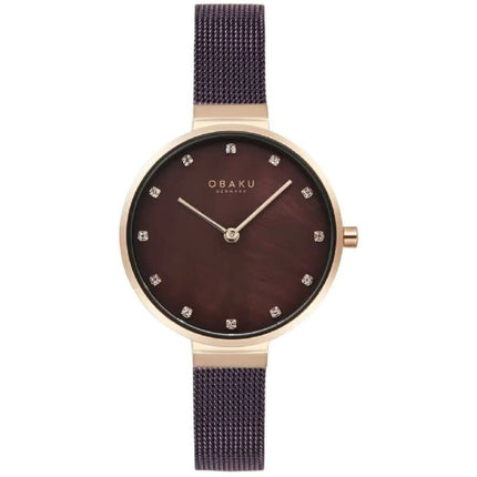 Obaku Women's Analog Watch - Anemone Quartz Brown Dial Mesh Bracelet | V287LXVNMN ,