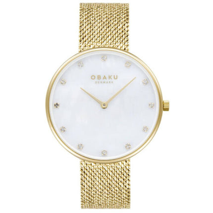 Obaku Women's Watch - Glans Quartz White Dial Yellow Gold Mesh Bracelet | V288LXGWHG ,