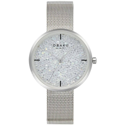 Obaku Women's Watch - Glimmer White Dial Silver Tone Steel Mesh Bracelet | V289LHCWMC ,
