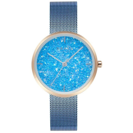 Obaku Women's Analog Watch - Glimmer Quartz Blue Dial Steel Bracelet | V289LHVMMA ,
