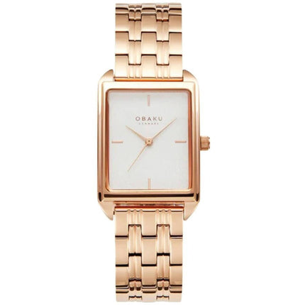 Obaku Women's Analog Watch - Kamille Quartz White Dial Rose Gold Bracelet | V293LXVISV ,