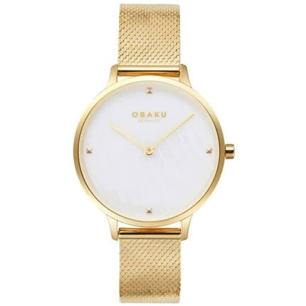 Obaku Women's Analog Watch - Figen Quartz MOP Dial Yellow Gold Bracelet | V295LXGWHG ,