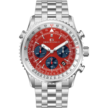 Oceanaut Men's Watch - Flight Quartz Chrono Red Dial Stainless Steel Bracelet | OC0132 ,