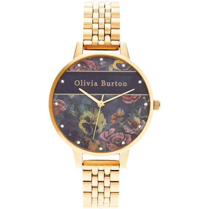 Olivia Burton Women's Watch - Varsity Quartz Yellow Gold Steel Bracelet | OB16VS01 ,