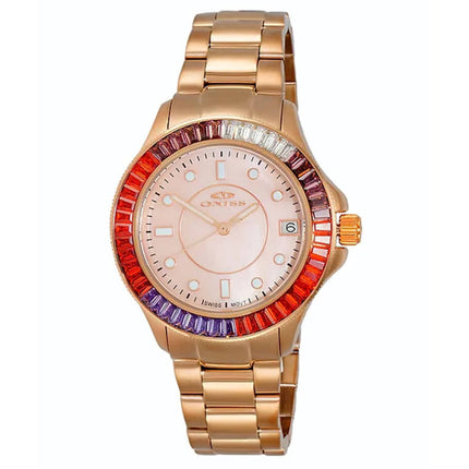 Oniss Women's Watch - Crown II Quartz Pink Dial Rose Gold Bracelet | ON7324-30-RGRG ,