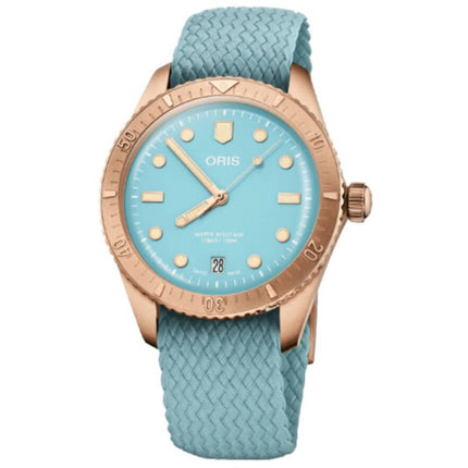 Oris Women's Analog Watch - Divers Automatic Date Blue Dial Perlon Strap | 0731902BRS ,