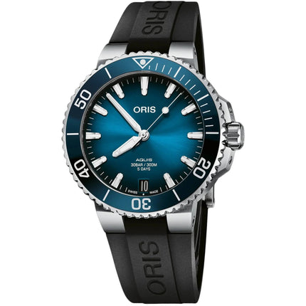 Oris Men's Watch - Aquis Automatic Blue Dial Black Rubber Strap | 40077694135-07422 ,