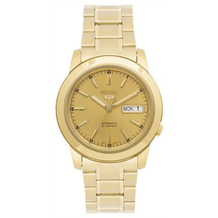 Seiko Men's Analog Watch - Seiko 5 Automatic Yellow Gold Steel Bracelet | SNKA10K1 ,