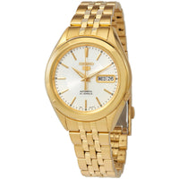 Seiko Men's Watch - Seiko 5 Automatic White Dial Yellow Gold Steel Bracelet | SNKL26K1 ,