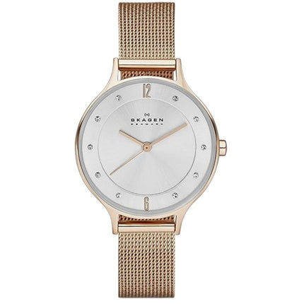 Skagen Women's Watch - Anita Lille Silver Dial Rose Gold Mesh Steel Bracelet | SKW2151 ,