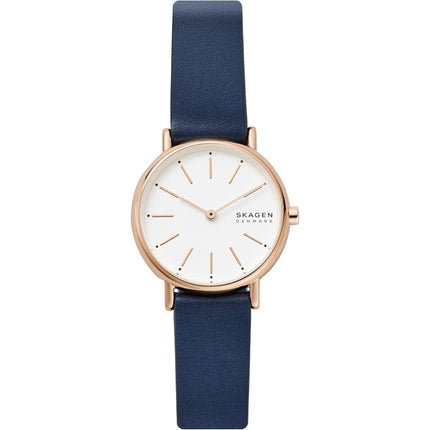 Skagen Women's Watch - Signature Lille White Dial Ocean Blue Leather Strap | SKW2838 ,