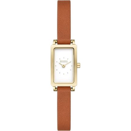 Skagen Women's Analog Watch - Hagen Micro White Dial Brown Leather Strap | SKW3149 ,