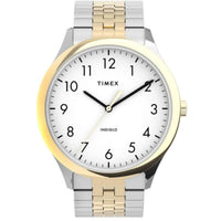 Timex Men's Analog Watch - Easy Reader Quartz White Dial Two Tone Bracelet | TW2U40000 ,
