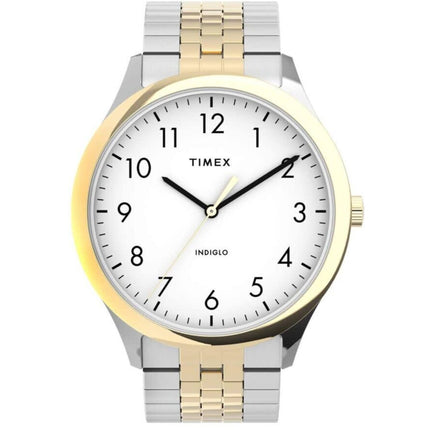 Timex Men's Analog Watch - Easy Reader Quartz White Dial Two Tone Bracelet | TW2U40000 ,