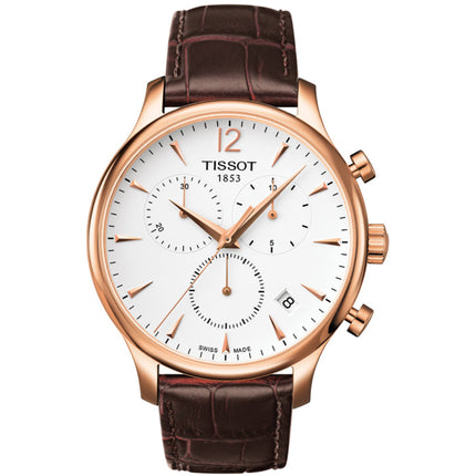 Tissot Men's Watch - Tradition Quartz Silver Tone Dial Leather Strap | T0636173603700 ,