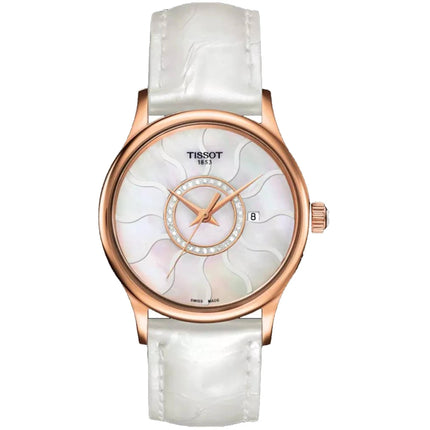 Tissot Women's Watch - T-Gold Quartz White MOP Dial Leather Strap | T9142104611600 ,