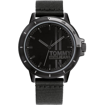 Tommy Hilfiger Men's Analog Watch - Tide Quartz Black Dial Nylon Strap, 46mm | 1791923 ,