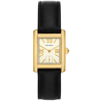 Tory Burch Watch - Women's Eleanor Quartz White Dial Black Leather Strap | TBW1076 ,