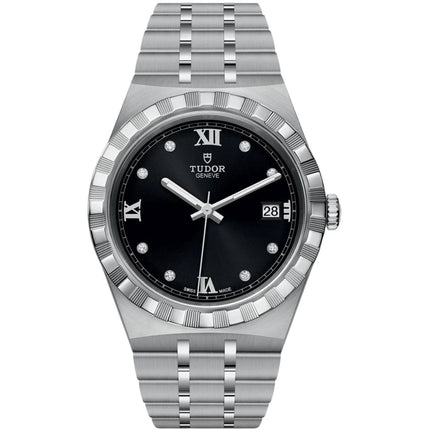 Tudor Men's Watch - Royal Automatic Diamond Black Dial Silver Bracelet | M28500-0006 ,