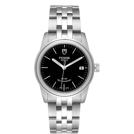 Tudor Men's Watch - Glamour Automatic Black Dial Silver Tone Bracelet | M55000-0007 ,