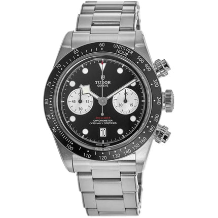 Tudor Men's Watch - Black Bay Quartz Chrono Black Dial Silver Bracelet | M79360N-0001 ,