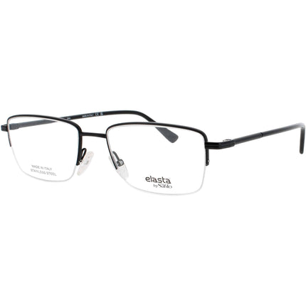 Elasta Men's Eyeglasses - Rectangular Matte Black Metal Half Rim Frame | E 7249 3003 ,