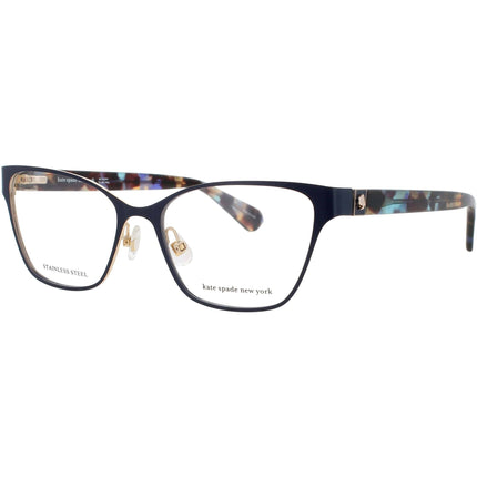 Kate Spade Women's Eyeglasses - Cat Eye Gold/Blue Metal Full Rim Frame | IVIE LKS ,